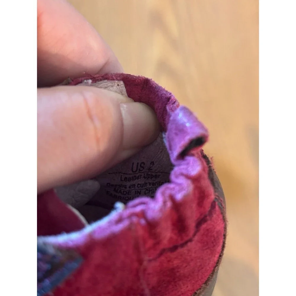 Robeez 2 3/6 mths pink purple magenta flower pre walker shoes